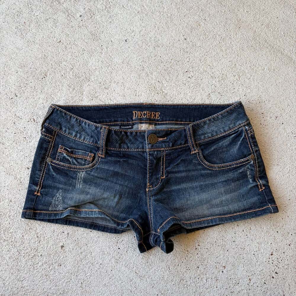2000s Y2K Micro Mini Shorts Dark Wash Size 7